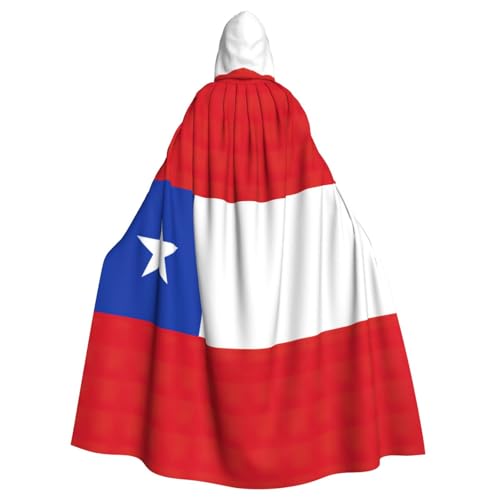 Flagge von Chile, Unisex, Erwachsene, Kapuzenumhang, Ritter-Kostüm, schwarze Tunika, Umhang, Mittelalter-Robe, Halloween, Zauberer, Cosplay, Hexe von KOUUIP