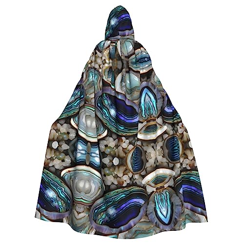 KOUUIP Abalone-Perlmutt-Aufdruck, Kapuzenumhang für Erwachsene, Halloween, Weihnachten, Hexenumhang, Kostüm, Partyzubehör, Umhang von KOUUIP