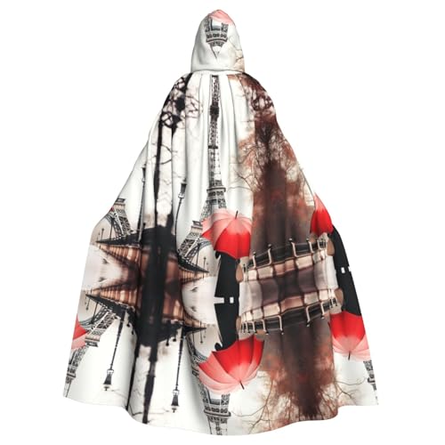 KOUUIP Eiffelturm mit rotem Regenschirm-Druck, Erwachsenen-Kapuzenumhang mit Halloween, Weihnachten, Hexenumhang, Kostüm, Partyzubehör, Umhang KOUUIP Eiffelturm mit rotem Regenschirm-Druck, Erwachsenen-Kapuzenumhang mit Halloween, Weihnachten, Hexenumhang, Kostüm, Partyzubehör, Umhang von KOUUIP