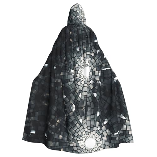 KOUUIP Grauer Kapuzenumhang für Erwachsene, Mosaikdruck, Halloween, Weihnachten, Hexenkostüm, Kleid, Partyzubehör KOUUIP Grauer Kapuzenumhang für Erwachsene, Mosaikdruck, Halloween, Weihnachten, Hexenkostüm, Kleid, Partyzubehör von KOUUIP