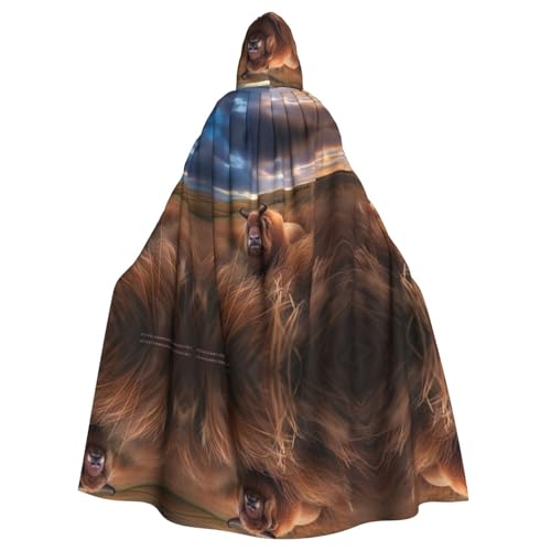 KOUUIP Hexenumhang für Erwachsene, mit Kapuze, Kuh, Tierdruck, Halloween, Weihnachten, Party-Kostüm KOUUIP Hexenumhang für Erwachsene, mit Kapuze, Kuh, Tierdruck, Halloween, Weihnachten, Party-Kostüm von KOUUIP