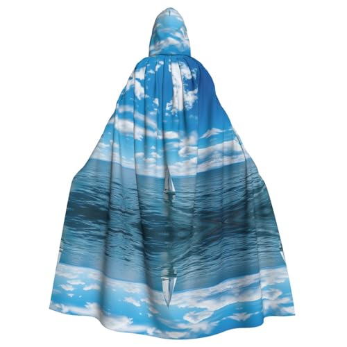 KOUUIP Hexenumhang für Erwachsene, mit Kapuze mit Boot- und Wolkenmuster, Halloween, Weihnachten KOUUIP Hexenumhang für Erwachsene, mit Kapuze mit Boot- und Wolkenmuster, Halloween, Weihnachten von KOUUIP