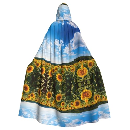 KOUUIP Kapuzenumhang für Erwachsene, Sonnenblumen-Druck, Hexenumhang, Halloween, Weihnachten von KOUUIP