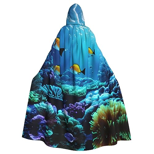 KOUUIP Kapuzenumhang für Erwachsene, Unterwasserlandschaft, Druck, Hexenumhang, Halloween, Weihnachten, Party-Kostüm KOUUIP Kapuzenumhang für Erwachsene, Unterwasserlandschaft, Druck, Hexenumhang, Halloween, Weihnachten, Party-Kostüm von KOUUIP