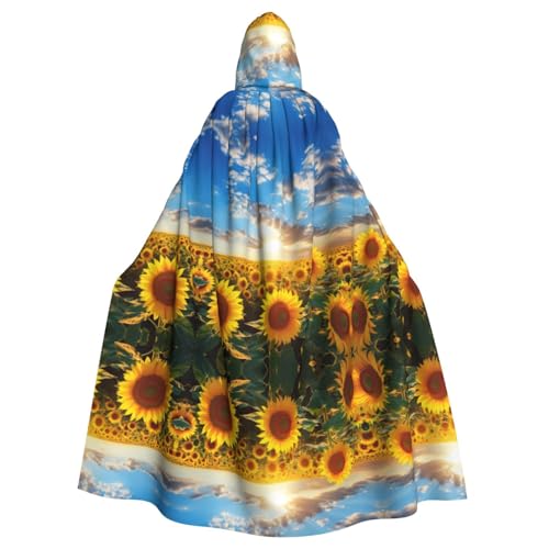 KOUUIP Kapuzenumhang mit Sonnenblumen-Aufdruck für Erwachsene, Halloween, Weihnachten, Hexenumhang, Robe, Kostüm, Partyzubehör, Cope KOUUIP Kapuzenumhang mit Sonnenblumen-Aufdruck für Erwachsene, Halloween, Weihnachten, Hexenumhang, Robe, Kostüm, Partyzubehör, Cope von KOUUIP