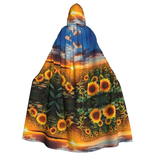 KOUUIP Kapuzenumhang mit Sonnenblumenfeld, Sonnenuntergang, für Erwachsene, Halloween, Weihnachten, Hexenumhang, Kostüm, Partyzubehör KOUUIP Kapuzenumhang mit Sonnenblumenfeld, Sonnenuntergang, für Erwachsene, Halloween, Weihnachten, Hexenumhang, Kostüm, Partyzubehör von KOUUIP