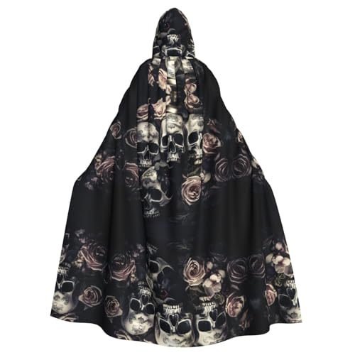 KOUUIP Kapuzenumhang mit Zucker- und Totenkopf- und Blumendruck, für Erwachsene, Halloween, Weihnachten, Hexenumhang, Kostüm, Partyzubehör KOUUIP Kapuzenumhang mit Zucker- und Totenkopf- und Blumendruck, für Erwachsene, Halloween, Weihnachten, Hexenumhang, Kostüm, Partyzubehör von KOUUIP