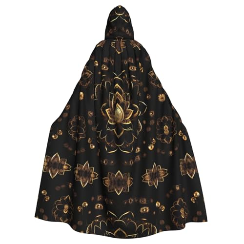 KOUUIP Kapuzenumhang mit goldenem Lotusblumen-Aufdruck, für Erwachsene, Halloween, Weihnachten, Hexenumhang, Kostüm, Partyzubehör KOUUIP Kapuzenumhang mit goldenem Lotusblumen-Aufdruck, für Erwachsene, Halloween, Weihnachten, Hexenumhang, Kostüm, Partyzubehör von KOUUIP