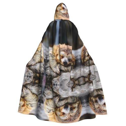 KOUUIP Kapuzenumhang mit süßem Faultier-Aufdruck, für Erwachsene, Halloween, Weihnachten, Hexenumhang, Kostüm, Partyzubehör von KOUUIP