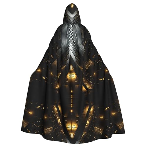 KOUUIP Moderner schwarz-weißer und goldener Kapuzenumhang mit Dreiecksdruck für Erwachsene mit Hexenumhang für Halloween, Weihnachten, Party, Kostüm, Partyzubehör KOUUIP Moderner schwarz-weißer und goldener Kapuzenumhang mit Dreiecksdruck für Erwachsene mit Hexenumhang für Halloween, Weihnachten, Party, Kostüm, Partyzubehör von KOUUIP