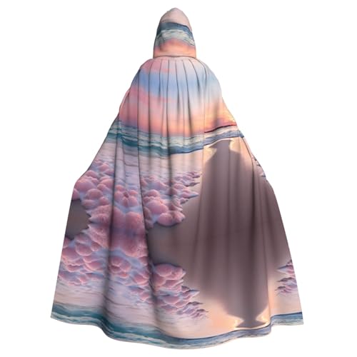 KOUUIP Rosafarbener Strand-Aufdruck, Kapuzenumhang für Erwachsene, Halloween, Weihnachten, Hexenumhang, Kostüm, Partyzubehör, Cope KOUUIP Rosafarbener Strand-Aufdruck, Kapuzenumhang für Erwachsene, Halloween, Weihnachten, Hexenumhang, Kostüm, Partyzubehör, Cope von KOUUIP