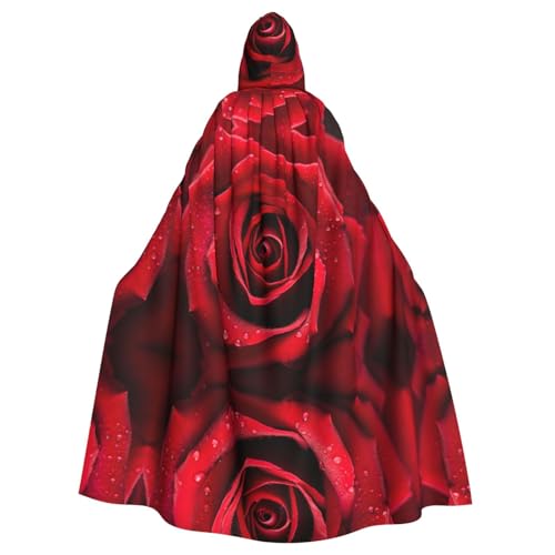 KOUUIP Roter Rosen-Aufdruck, Kapuzenumhang für Erwachsene, Halloween, Weihnachten, Hexenumhang, Kostüm, Partyzubehör, Umhang KOUUIP Roter Rosen-Aufdruck, Kapuzenumhang für Erwachsene, Halloween, Weihnachten, Hexenumhang, Kostüm, Partyzubehör, Umhang von KOUUIP