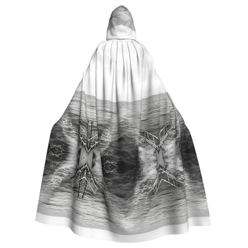 KOUUIP Schwarz-weißer Ozeanaufdruck, Kapuzenumhang für Erwachsene, Halloween, Weihnachten, Hexenumhang, Robe, Kostüm, Partyzubehör, Cope KOUUIP Schwarz-weißer Ozeanaufdruck, Kapuzenumhang für Erwachsene, Halloween, Weihnachten, Hexenumhang, Robe, Kostüm, Partyzubehör, Cope von KOUUIP