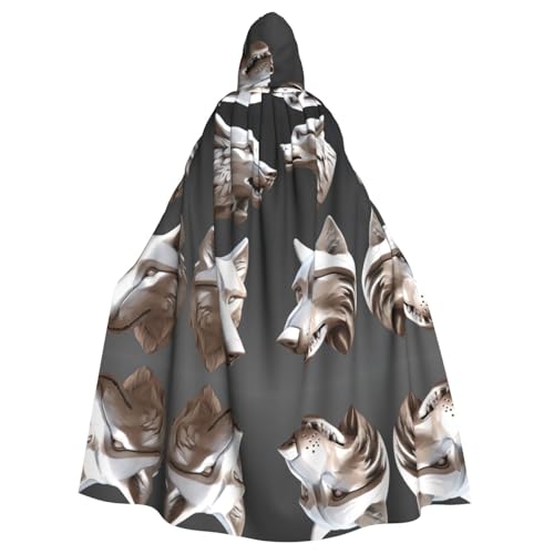 KOUUIP Sculpt02 Kapuzenumhang mit Wolfsmotiven für Erwachsene, mit Kapuze, Halloween, Weihnachten, Hexenumhang, Robe, Kostüm, Partyzubehör, Cope KOUUIP Sculpt02 Kapuzenumhang mit Wolfsmotiven für Erwachsene, mit Kapuze, Halloween, Weihnachten, Hexenumhang, Robe, Kostüm, Partyzubehör, Cope von KOUUIP