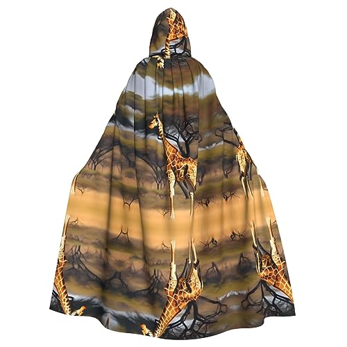 KOUUIP Umhang mit Kapuze für Erwachsene, Motiv: Afrika-Giraffe, majestätischer Baumaufdruck, mit Halloween, Weihnachten, Hexenumhang, Kostüm, Partyzubehör KOUUIP Umhang mit Kapuze für Erwachsene, Motiv: Afrika-Giraffe, majestätischer Baumaufdruck, mit Halloween, Weihnachten, Hexenumhang, Kostüm, Partyzubehör von KOUUIP