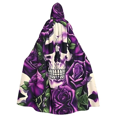 KOUUIP Umhang mit Kapuze für Erwachsene, Motiv: violette Rosen, Totenkopf, Halloween, Weihnachten, Hexenumhang, Kostüm, Partyzubehör KOUUIP Umhang mit Kapuze für Erwachsene, Motiv: violette Rosen, Totenkopf, Halloween, Weihnachten, Hexenumhang, Kostüm, Partyzubehör von KOUUIP