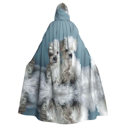 KOUUIP Umhang mit Kapuze für Erwachsene, Motiv: weiße Hunde, mit Kapuze, Halloween, Weihnachten, Hexenumhang, Kostüm, Partyzubehör KOUUIP Umhang mit Kapuze für Erwachsene, Motiv: weiße Hunde, mit Kapuze, Halloween, Weihnachten, Hexenumhang, Kostüm, Partyzubehör von KOUUIP