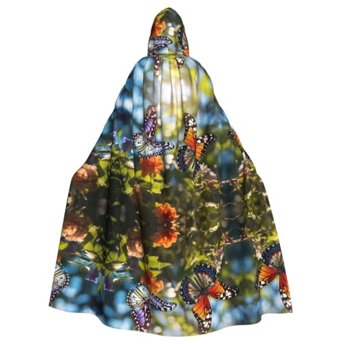 KOUUIP Umhang mit Kapuze für Erwachsene, buntes Schmetterlings-Motiv, mit Kapuze, Halloween, Weihnachten, Hexenumhang, Kostüm, Partyzubehör KOUUIP Umhang mit Kapuze für Erwachsene, buntes Schmetterlings-Motiv, mit Kapuze, Halloween, Weihnachten, Hexenumhang, Kostüm, Partyzubehör von KOUUIP