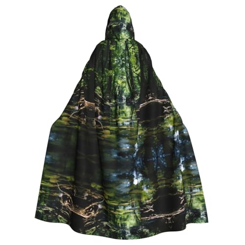KOUUIP Umhang mit Kapuze für Erwachsene, grüner Vegetations-Druck, mit Halloween, Weihnachten, Hexenumhang, Kostüm, Partyzubehör KOUUIP Umhang mit Kapuze für Erwachsene, grüner Vegetations-Druck, mit Halloween, Weihnachten, Hexenumhang, Kostüm, Partyzubehör von KOUUIP