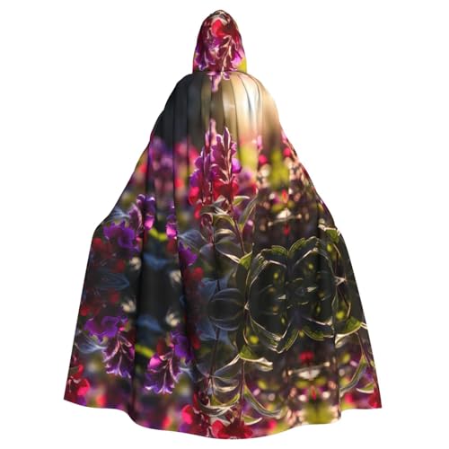 KOUUIP Umhang mit Kapuze und Blumenblättern, für Erwachsene, Halloween, Weihnachten, Hexenumhang, Kostüm, Partyzubehör von KOUUIP