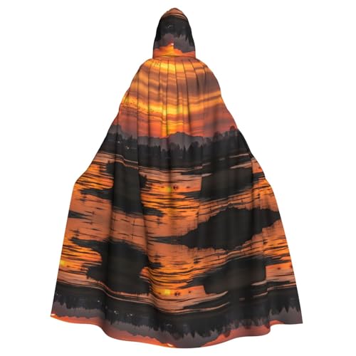 KOUUIP Umhang mit goldenem Sonnenblumendruck für Erwachsene, mit Kapuze, Halloween, Weihnachten, Hexenumhang, Kostüm, Partyzubehör von KOUUIP