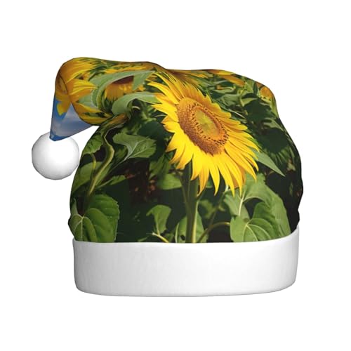 KOUUIP Weihnachtsmütze mit Sonnenblumen-Druck, lustige Plüsch-Weihnachtsmütze für Erwachsene, Partygeschenke, Weihnachtsmützen KOUUIP Weihnachtsmütze mit Sonnenblumen-Druck, lustige Plüsch-Weihnachtsmütze für Erwachsene, Partygeschenke, Weihnachtsmützen von KOUUIP