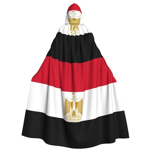 Kapuzenumhang mit ägyptischer Flagge, Unisex, für Erwachsene, Ritter-Kostüm, schwarze Tunika, Umhang, mittelalterliche Robe, Halloween, Zauberer, Cosplay, Hexe von KOUUIP
