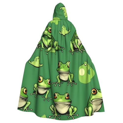 Lustige grüne Frösche, Unisex, Erwachsene, Kapuzenumhang, Ritter-Kostüm, schwarze Tunika, Umhang, Mittelalter-Robe, Halloween, Zauberer, Cosplay, Hexe von KOUUIP