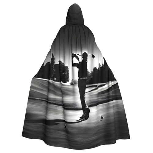 Schwarz-Weiß-Golf-Umhang mit Kapuze, Unisex, Ritter-Kostüm, schwarze Tunika, Umhang, Mittelalter-Robe, Halloween, Zauberer, Cosplay, Hexe von KOUUIP
