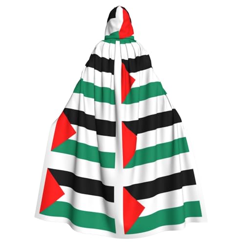 Umhang mit Palästina-Flagge, Unisex, für Erwachsene, mit Kapuze, Ritter-Kostüm, schwarze Tunika, Umhang, Mittelalter-Robe, Halloween, Zauberer, Cosplay, Hexe von KOUUIP