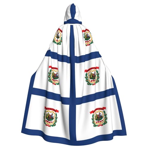 West-Virginia-Staatsflagge, Unisex, Erwachsene, Kapuzenumhang, Ritter-Kostüm, schwarze Tunika, Umhang, Mittelalter-Robe, Halloween, Zauberer, Cosplay, Hexe von KOUUIP
