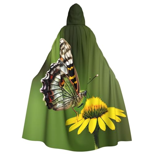 Wunderschöner leuchtender Schmetterling 1 Unisex Erwachsene Kapuzenumhang Ritter Kostüm schwarze Tunika Umhang Mittelalter Robe Halloween Zauberer Cosplay Hexe von KOUUIP