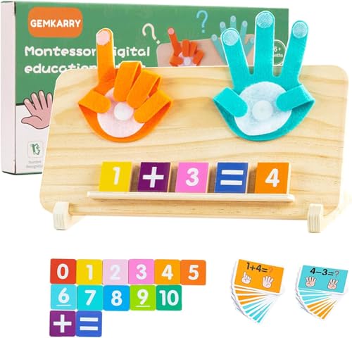 KOVSGQ Montessori Spielzeug ab 3 4 5 Jahre Holzspielzeug Fingerzählmathe Geschenke Jungen Mädchen 3-9 Jahre Kinderspielzeug Lernspiele ab 3-9 Jahre (Finger-Uhr) von KOVSGQ