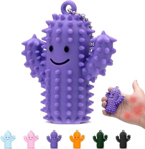 Little Ouchies Pain Fidget, Spiky Grippie Stim Keychain, Portable Pocket Mini Fidget Toys Erwachsene, Anxiety Relief Anti Stress Spielzeug für Kinder und Erwachsene (Lila) von KOVSGQ