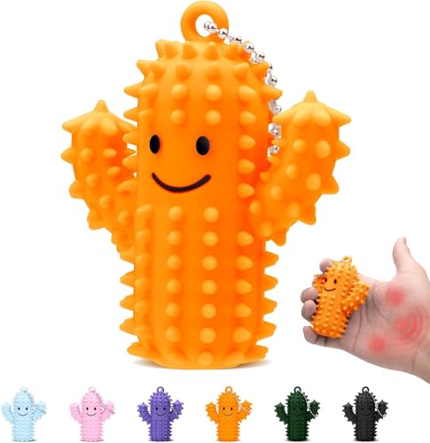 KOVSGQ Sensorik Spielzeug für Erwachsene Kaktus Fidget Toys Schlüsselanhänger Sensorisches Spielzeug Adhs Spielzeugs Spiky Grippie Stim Keychain Pain Fidget Toys für Stressabbau und Fokus (Orange) von KOVSGQ