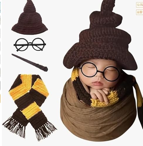 Neugeborene Fotografie Requisiten Set Halloween Zauberer Hut Schal Zauberstab Brille Rahmen Häkeln Baby Foto Requisiten Halloween Baby Kostüm Magic Party Neugeborene Fotografie Requisiten Set Halloween Zauberer Hut Schal Zauberstab Brille Rahmen Häkeln Baby Foto Requisiten Halloween Baby Kostüm Magic Party von KOVSGQ