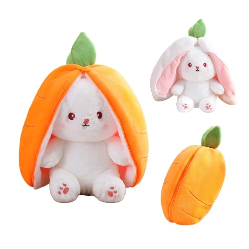 Strawberry Bunny verwandelt Sich in EIN kleines Kaninchen Obst Puppe Plüsch Spielzeug Karotte Kaninchen Plüsch Puppe Mädchen Kinder Geburtstag Geschenk (Carrot Rabbit, 18cm) von KOWAKA