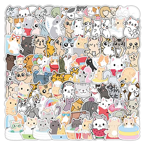 Süße Katze Aufkleber 100Pcs Coole ustige ästhetische Aufkleber für Wasserflaschen Laptop Sammelalben, Gitarren, Gepäck, Fahrrad, Telefon, Skateboards|Teenager, Mädchen, Kinder Aufkleber von KOWASO