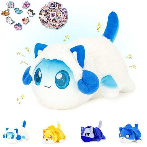 KOWSI Plüschtier mit Schaf-Piercing-Katze, Blindbox, Katzen-Plüsch-Serie, 100 % Polyester, Stickerei, Plüschkissen, niedliches beliebtes Katzenplüsch-Sammelstück (Schaf-Pierce-Katzenplüsch) von KOWSI