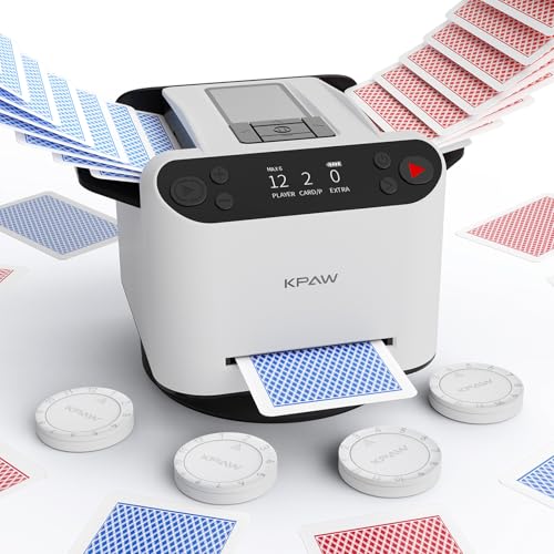 KPAW 2-in-1 Automatischer Kartenmischer & Dealer - Unterstützt 12 Spieler, 4 Zeichnungs-Fernbedienungen, integrierte Gameplays, 360°/180° Deal, einstellbare Dealing-Distanz, für Poker, UNO, Phase 10 KPAW 2-in-1 Automatischer Kartenmischer & Dealer - Unterstützt 12 Spieler, 4 Zeichnungs-Fernbedienungen, integrierte Gameplays, 360°/180° Deal, einstellbare Dealing-Distanz, für Poker, UNO, Phase 10 von KPAW