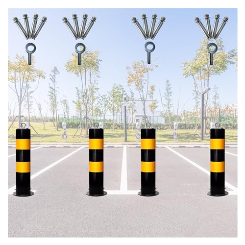 KPBRBYPBY 20 Zoll reflektierender Verkehrspoller mit abschließbarem Sockel – langlebige Metallbarriere for Einfahrten und Gehwege(4 Piece) von KPBRBYPBY
