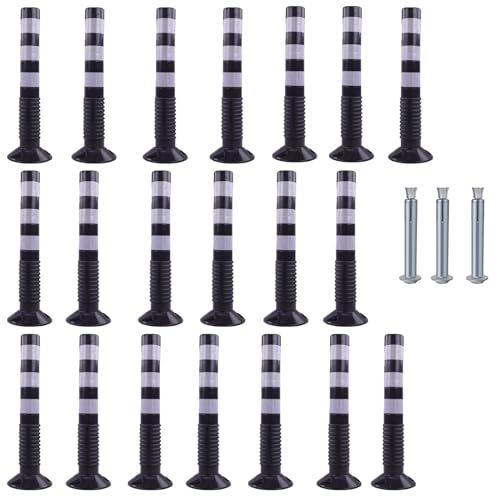 KPBRBYPBY 30 Zoll Flexibler Verkehrsabsperrpfosten mit reflektierendem Band zur Kontrolle von Menschenmengen auf Einfahrten und zur Verkehrsumleitung(Black+White,20 Pack) von KPBRBYPBY