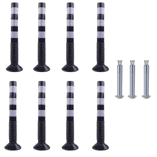 KPBRBYPBY 30 Zoll Flexibler Verkehrsabsperrpfosten mit reflektierendem Band zur Kontrolle von Menschenmengen auf Einfahrten und zur Verkehrsumleitung(Black+White,8pack) von KPBRBYPBY