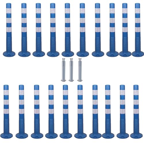 KPBRBYPBY 30 Zoll Flexibler Verkehrsabsperrpfosten mit reflektierendem Band zur Kontrolle von Menschenmengen auf Einfahrten und zur Verkehrsumleitung(Blue+White,20 Pack) von KPBRBYPBY