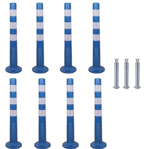 KPBRBYPBY 30 Zoll Flexibler Verkehrsabsperrpfosten mit reflektierendem Band zur Kontrolle von Menschenmengen auf Einfahrten und zur Verkehrsumleitung(Blue+White,8pack) von KPBRBYPBY