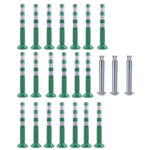 KPBRBYPBY 30 Zoll Flexibler Verkehrsabsperrpfosten mit reflektierendem Band zur Kontrolle von Menschenmengen auf Einfahrten und zur Verkehrsumleitung(Green+White,20 Pack) von KPBRBYPBY
