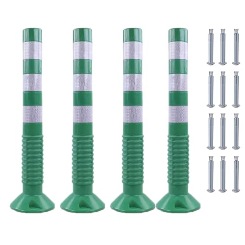 KPBRBYPBY 30 Zoll Flexibler Verkehrsabsperrpfosten mit reflektierendem Band zur Kontrolle von Menschenmengen auf Einfahrten und zur Verkehrsumleitung(Green+White,4 Pack) von KPBRBYPBY