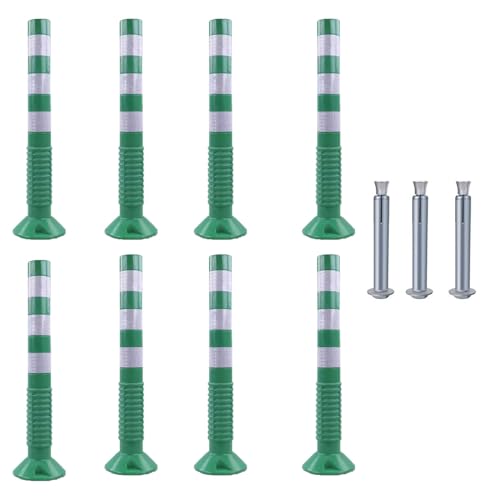 KPBRBYPBY 30 Zoll Flexibler Verkehrsabsperrpfosten mit reflektierendem Band zur Kontrolle von Menschenmengen auf Einfahrten und zur Verkehrsumleitung(Green+White,8pack) von KPBRBYPBY