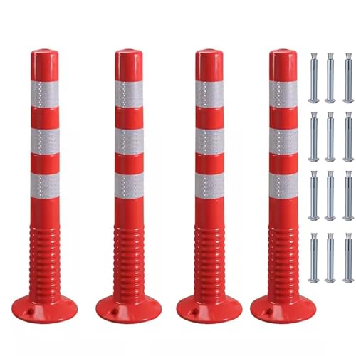 KPBRBYPBY 30 Zoll Flexibler Verkehrsabsperrpfosten mit reflektierendem Band zur Kontrolle von Menschenmengen auf Einfahrten und zur Verkehrsumleitung(Red+White,4 Pack) von KPBRBYPBY