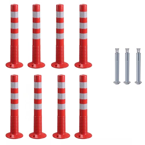 KPBRBYPBY 30 Zoll Flexibler Verkehrsabsperrpfosten mit reflektierendem Band zur Kontrolle von Menschenmengen auf Einfahrten und zur Verkehrsumleitung(Red+White,8pack) von KPBRBYPBY